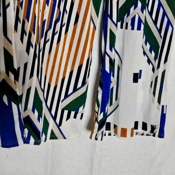 Olive Tree Jersey Knit Boho Colorful Geometric Print Pull On Wide Leg Pants - Picture 3 of 12